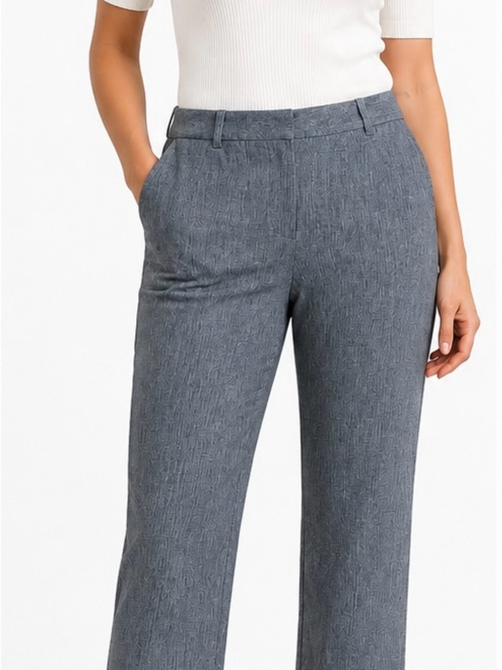 Ankle Career Dress Pants Gray Textured Sloan Straight Leg Women’s 8 Banana Rep